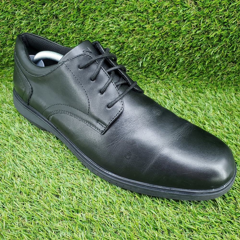 Nunn Bush KORE Pro Plain Toe SIZE 10.5 WIDE Men's Leather Oxford Shoes Black